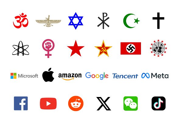 Totalitarianism symbols diagram.